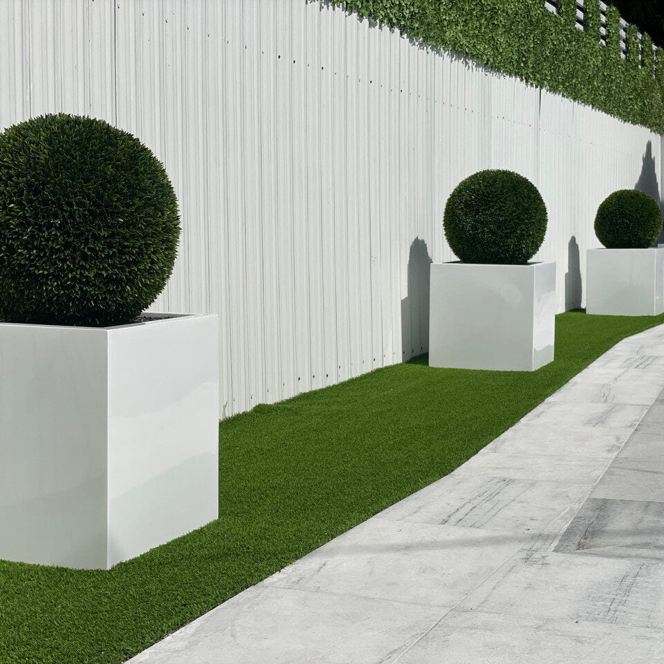 Large Block Fiberglass Planter with 20″ Topiary
(1 in Stock)