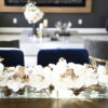 36″ Casa Moderna Glass Plate Planter with white Phalaenopsis orchids