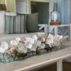 36″ Casa Moderna Glass Plate Planter with white Phalaenopsis orchids