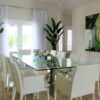 36″ Casa Moderna Glass Plate Planter with white Phalaenopsis orchids