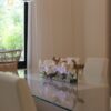 24″ Casa Moderna Glass Plate Planter with white orchids