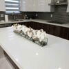 36″ Casa Moderna Glass Plate Planter with white Phalaenopsis orchids